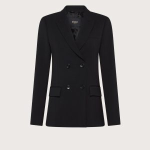 Giacca doppiopetto in gabardina misto lana