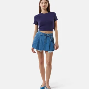 T-shirt cropped in cotone elasticizzato