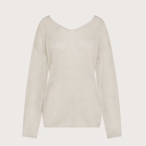 Maglia scollata in fettuccia di cotone