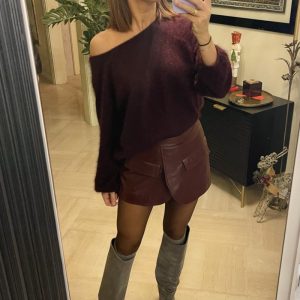 Short finta pelle dark wine