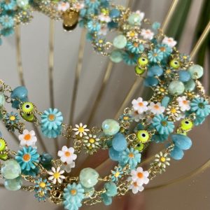 Maxi collana fiori turchese